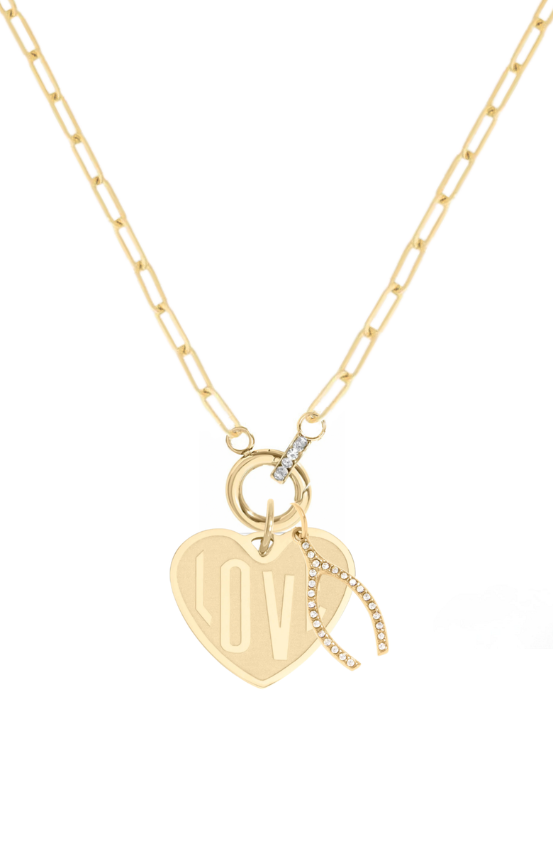 CUFFED BY NANO Love Heart 14k Gold Filled Charm Necklace, Main, color, Gold