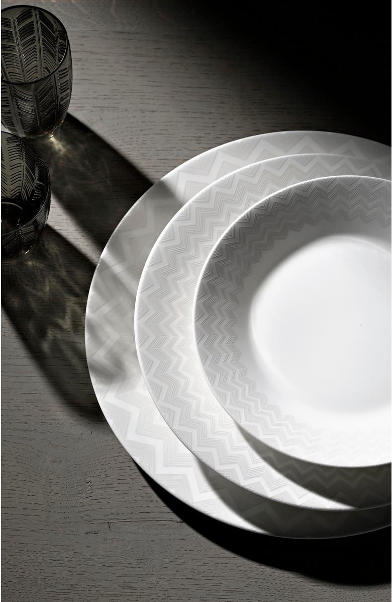 Missoni Home Tableware Dessert Plates ZIG ZAG Set of 6 White diam. 8.5", Alternate, color, White