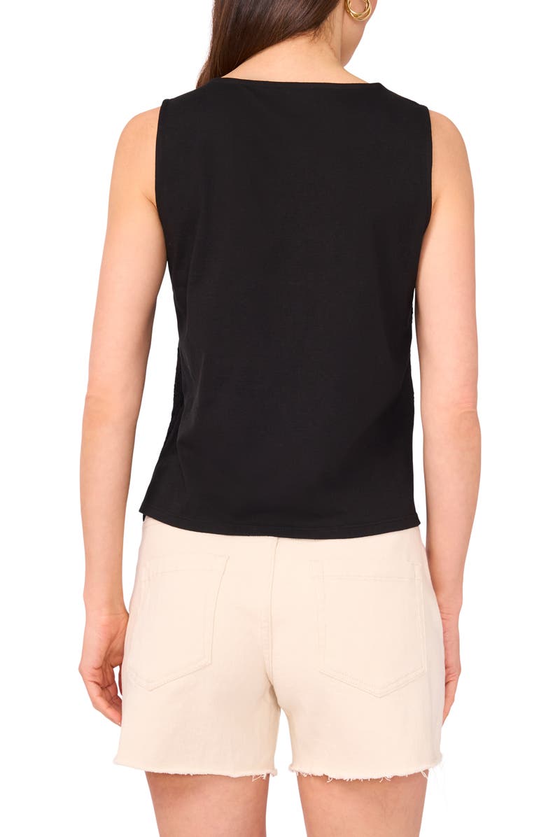 Vince Camuto Crochet Front Cotton Tank, Alternate, color, Rich Black