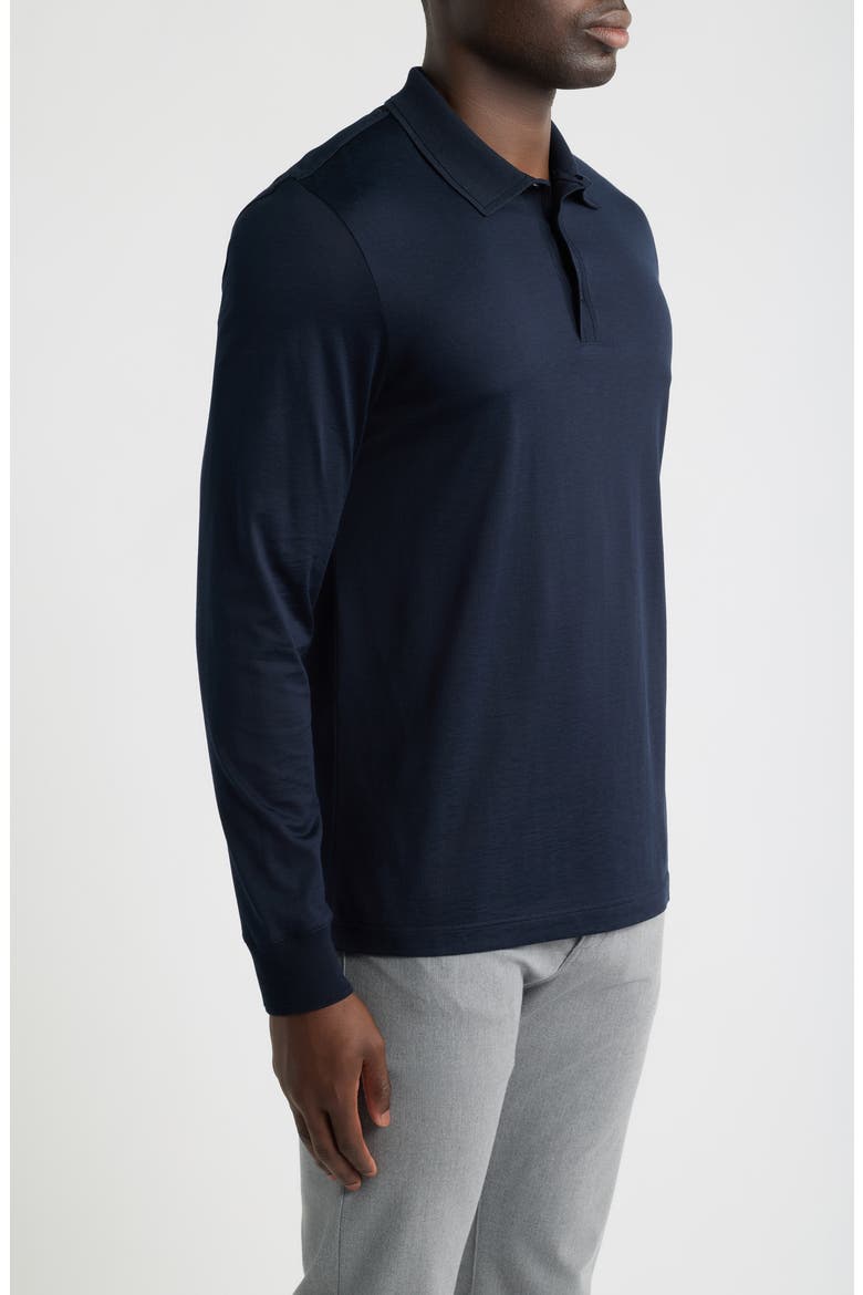 Silk & Cotton Long Sleeve Polo, Alternate, color, NAVY