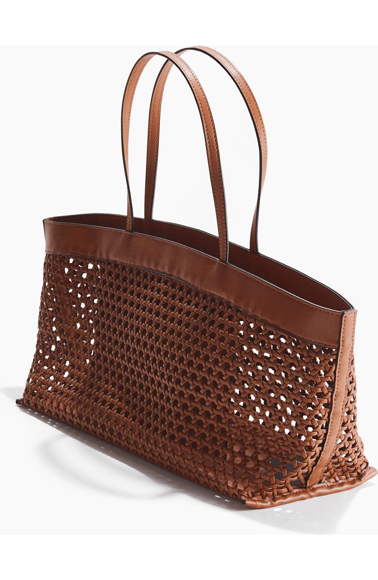 H&M Lattice-weave Shopper, Alternate, color, Brown