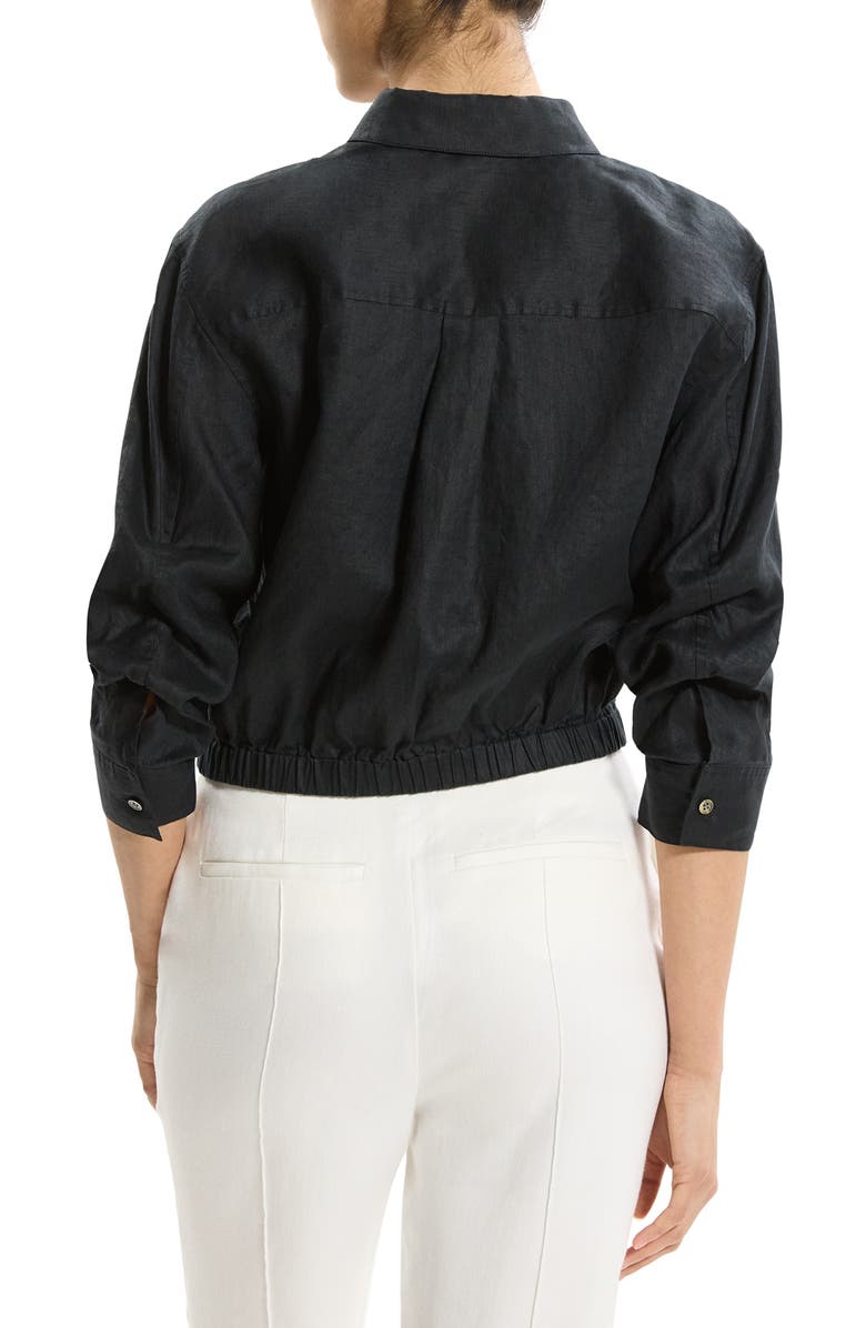 Theory Fixed Sleeve Linen Button-Up Shirt, Alternate, color, Black