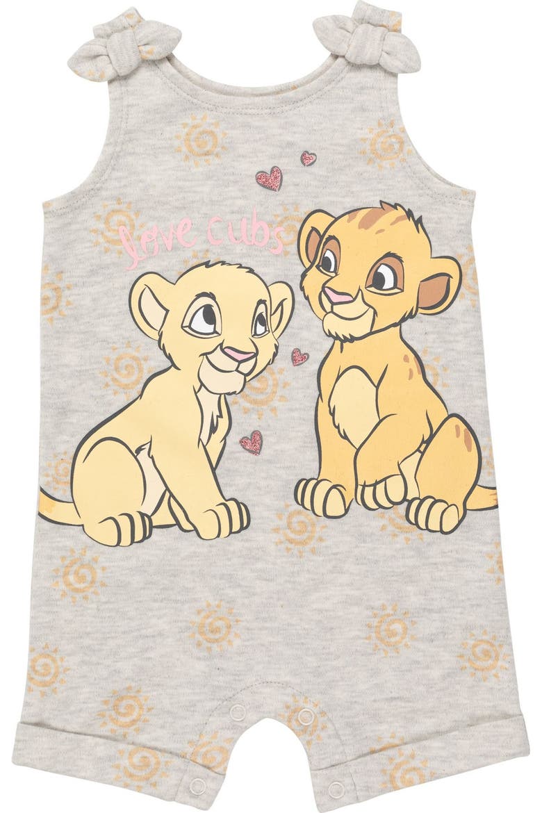 Lion King Simba Baby Girls' 2-Piece Sleeveless Romper and Headband Set, Alternate, color, Simba Nala Oatmeal