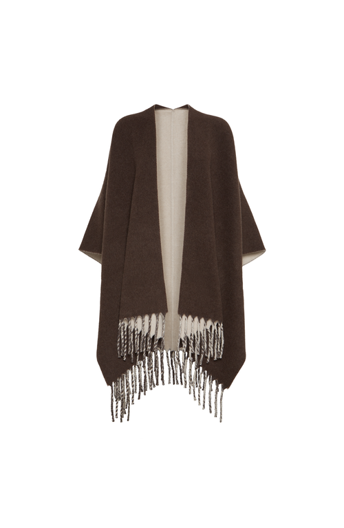 Brunello Cucinelli Fringe-detail Poncho In Brown
