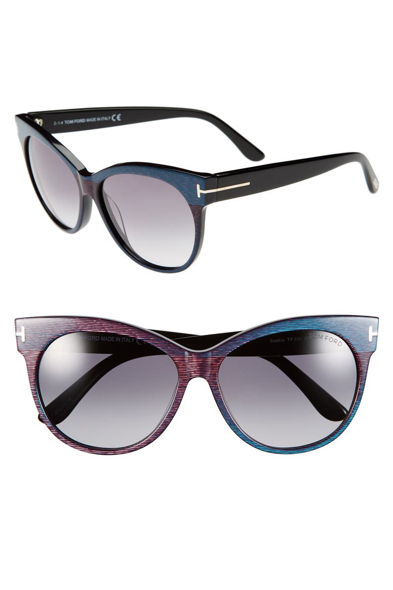 'Saskia' 57mm Sunglasses, Main, color, IRIDESCENT BLUE