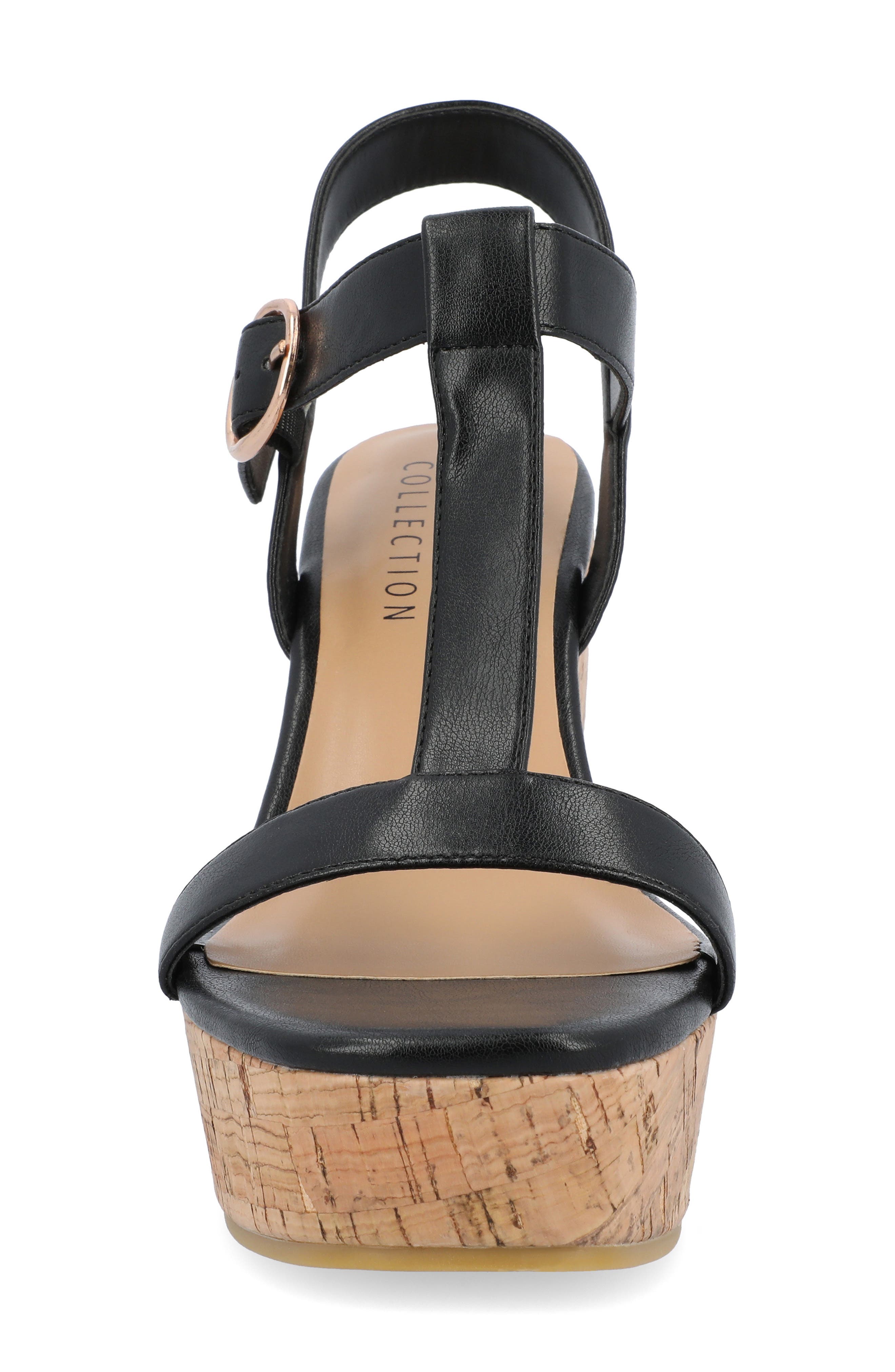Journee Collection Matildaa T-Strap Platform Wedge Sandal, Alternate, color, Black
