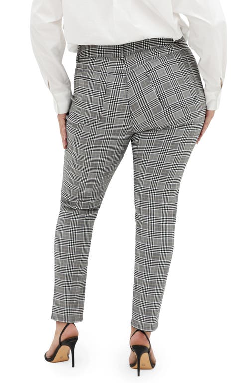 City Chic Bengaline Check Skinny Leg Pants In Black