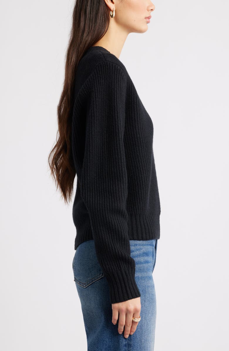Open Edit Rib V-Neck Sweater, Alternate, color, Black