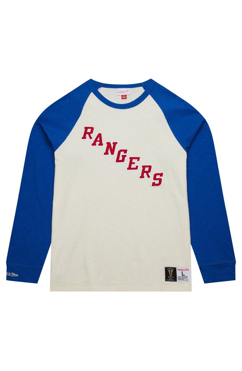 Mitchell & Ness Men's Mitchell & Ness Cream New York Rangers Legendary Slub Vintage Raglan Long Sleeve T-Shirt, Alternate, color, 