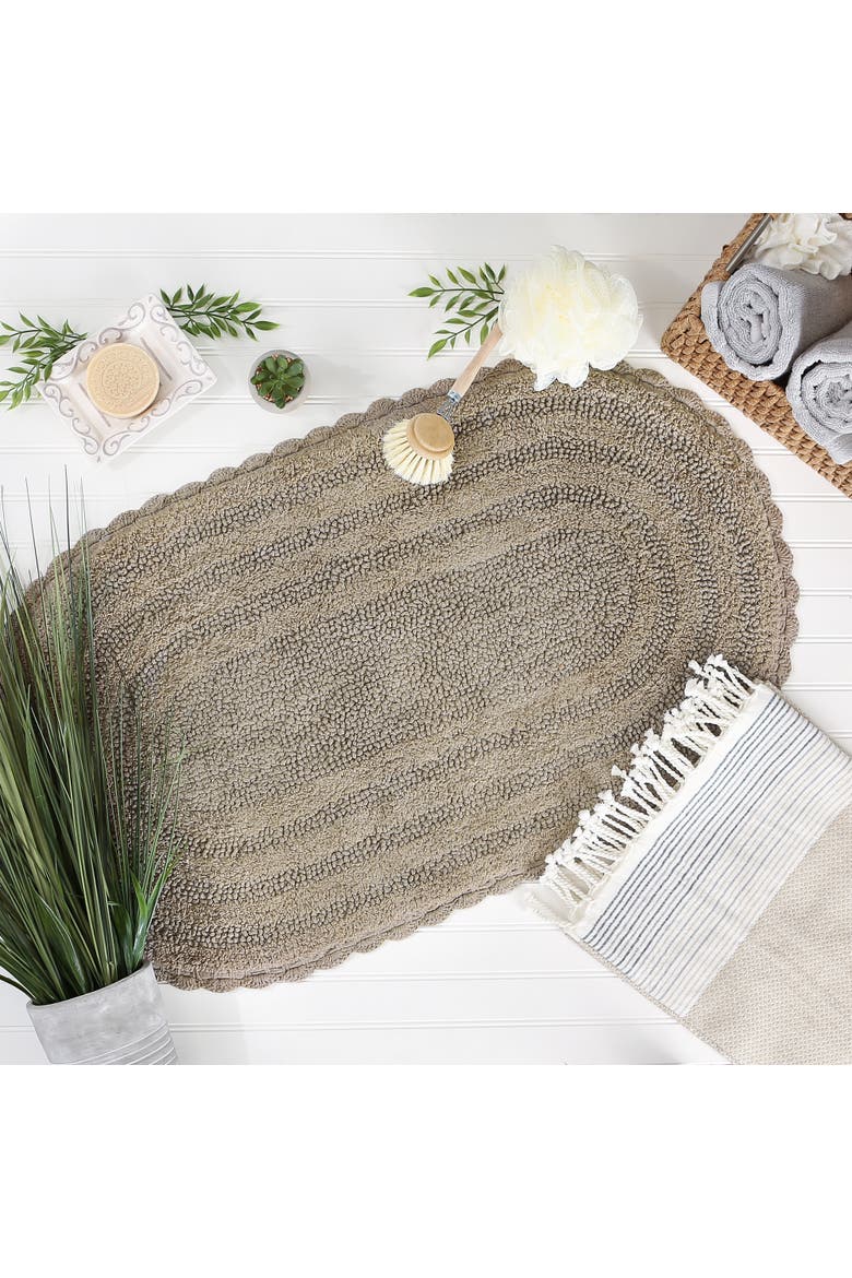 Oval Crochet Bath Mat, Alternate, color, Stone