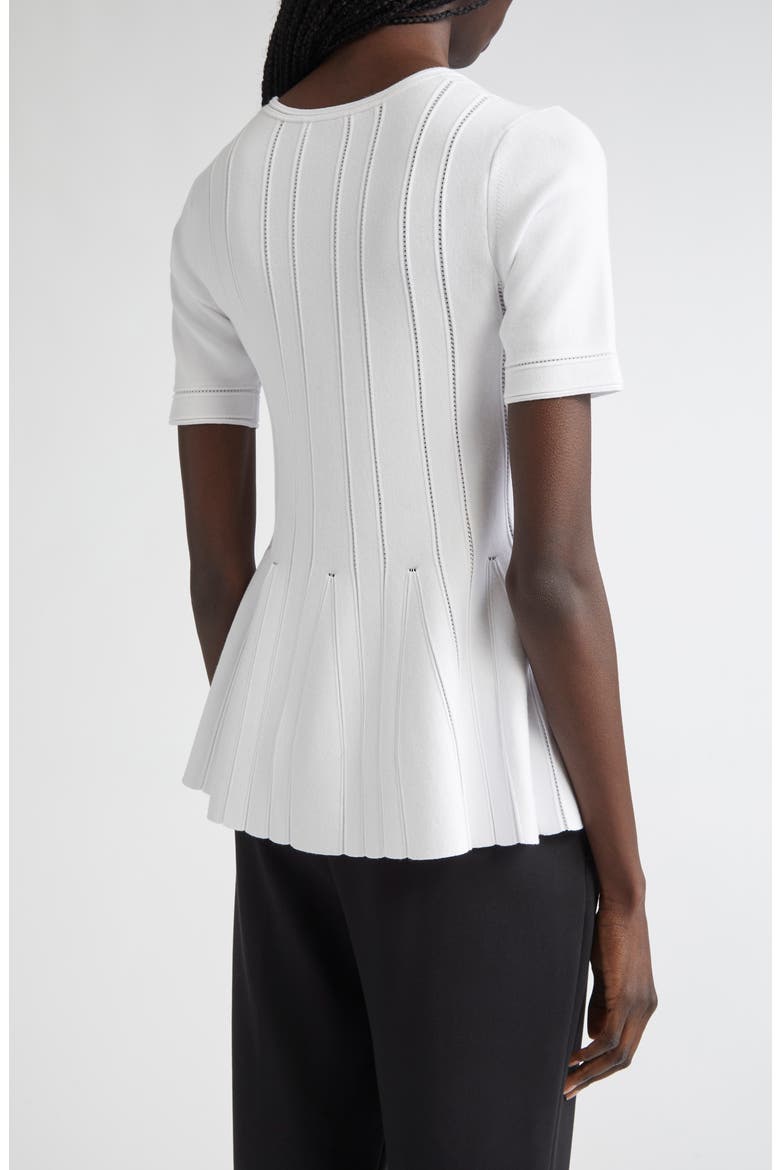 Epoche Short Sleeve Peplum Sweater, Alternate, color, WHITE