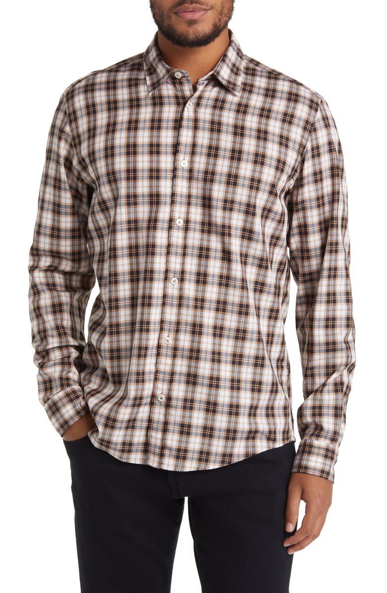 BOSS Liam Check Regular Fit Stretch Button-Up Shirt, Main, color, 