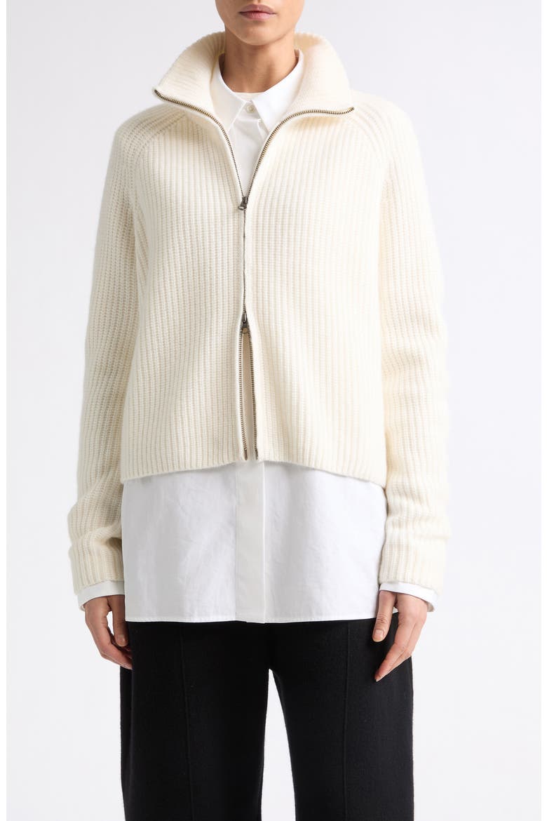 Sadie Cashmere Shaker Stitch Zip Cardigan, Main, color, CREAM