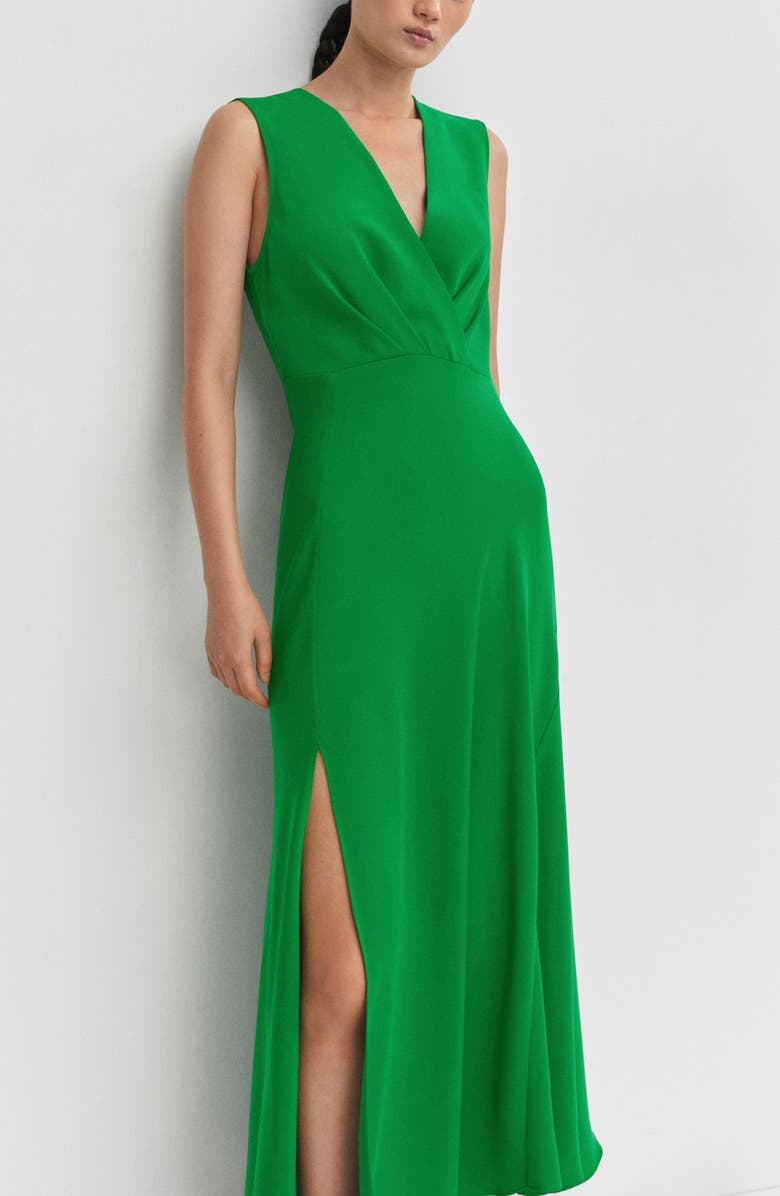 MANGO Surplice Neck Sleeveless Midi Dress, Alternate, color, 