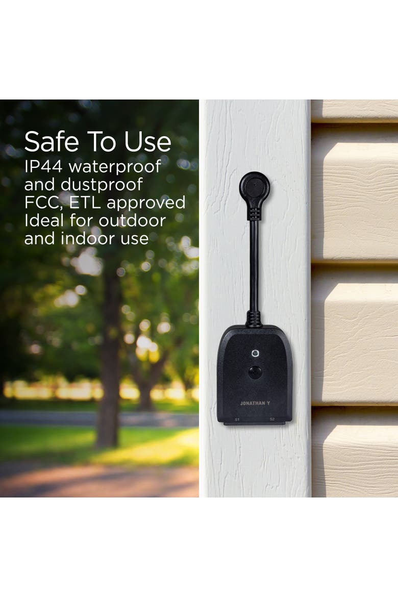 Outdoor Smart Dual Plug - WiFi Remote App Control for Outdoor Lights & Holiday Decor; Compatible with Alexa and Google Home Assistant, No Hub Required, Alternate, color, Black