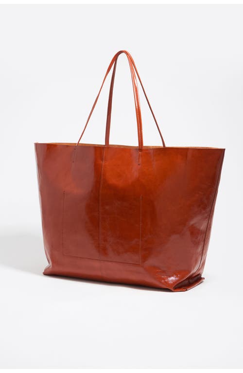 Bimba Y Lola Leather Maxi Shopper Bag In Orange