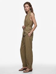 Koton Linen Blend V-Neck Tailored Vest with Belt