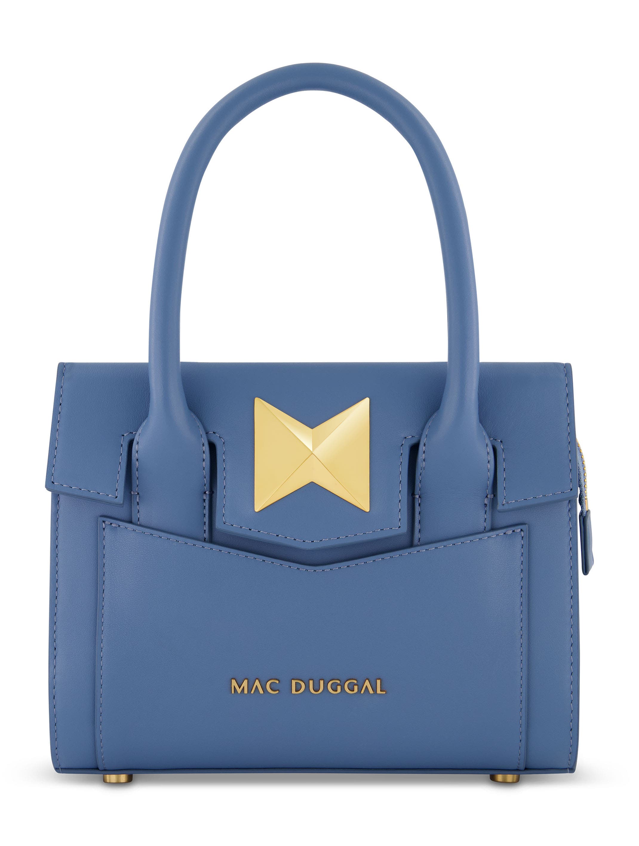 Mac Duggal Gold Plated Hardware Small Leather Tote Bag, Main, color, Twilight