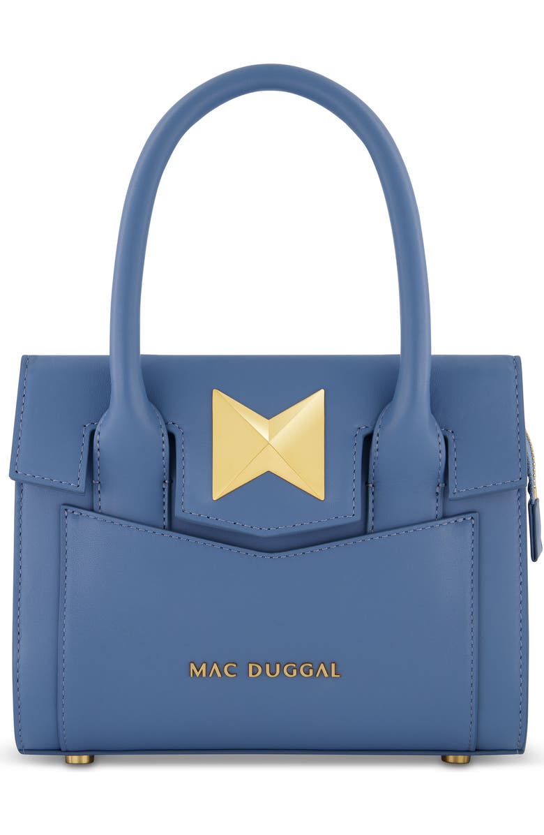 Mac Duggal Gold Plated Hardware Small Leather Tote Bag, Main, color, Twilight