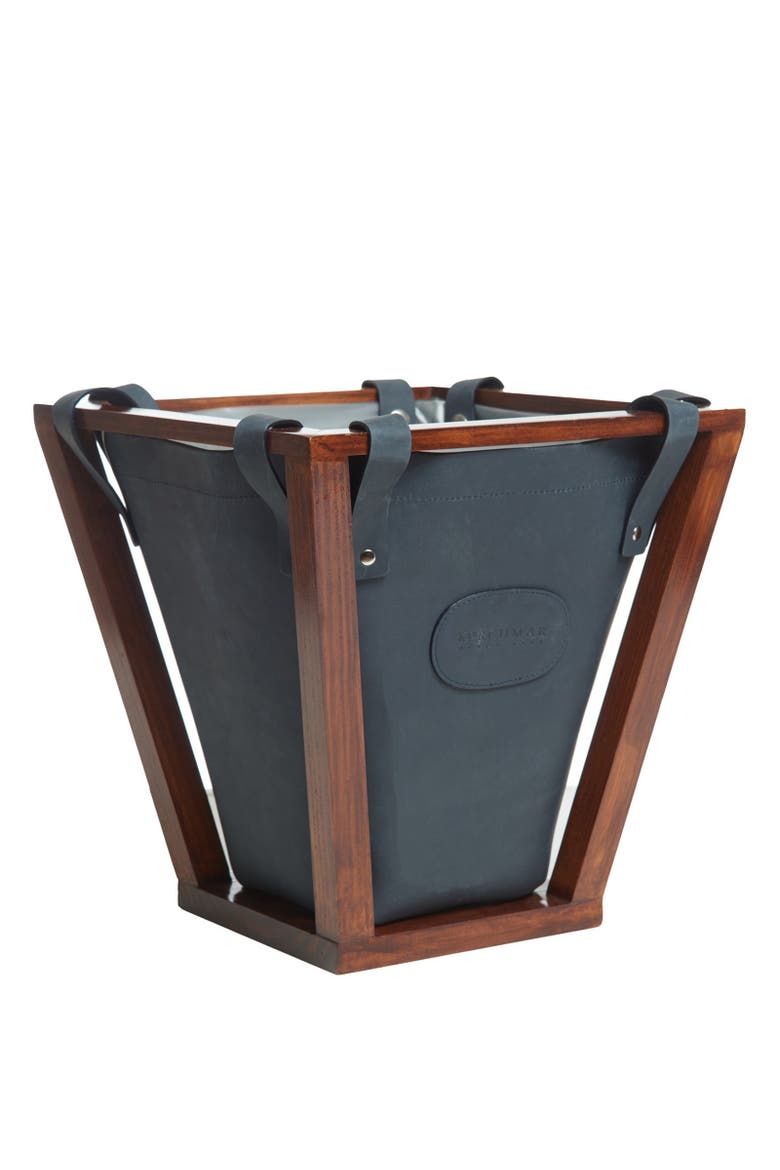 Winslow Leather Wastebasket, Main, color, Blue