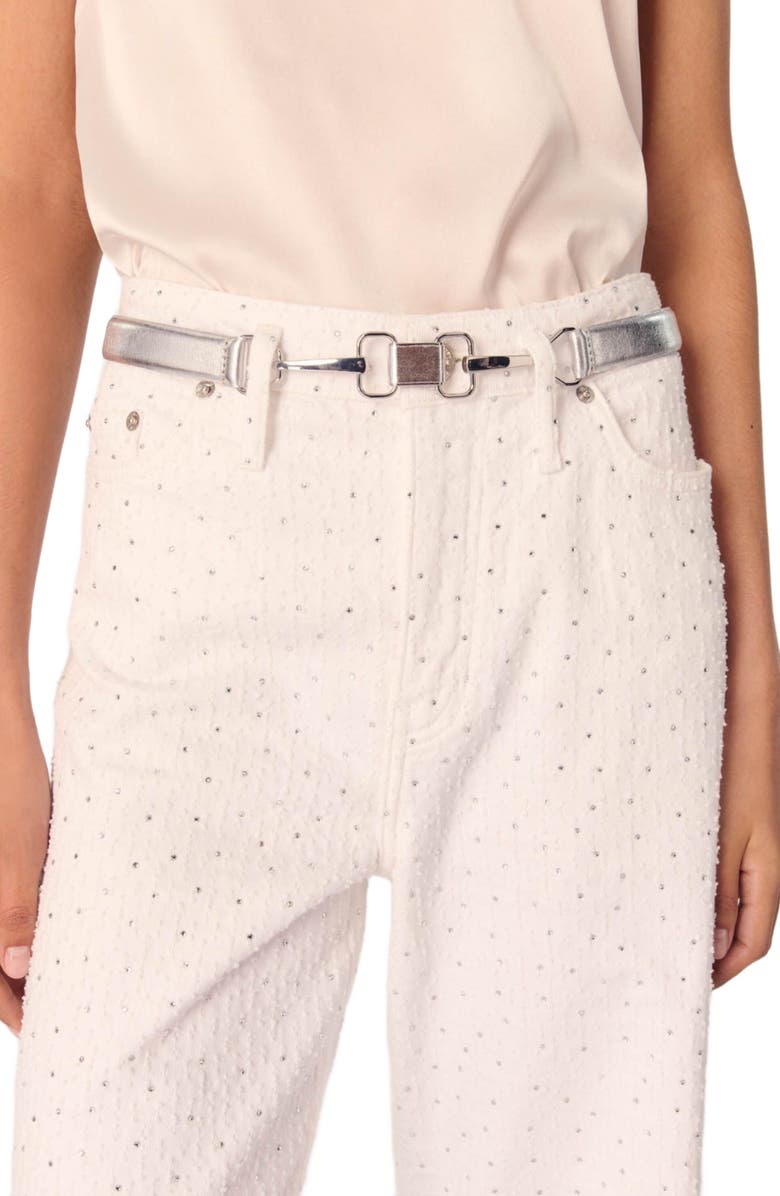 maje Wide-leg rhinestone jeans, Alternate, color, 