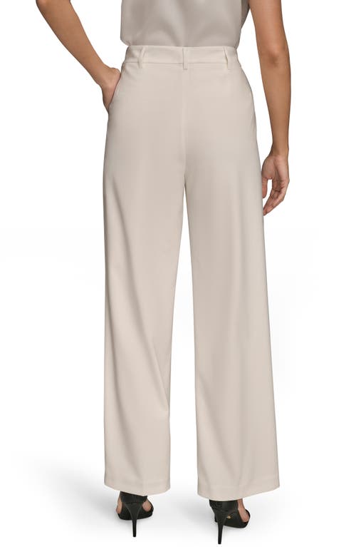 Donna Karan New York Pleated Wide Leg Pants In White