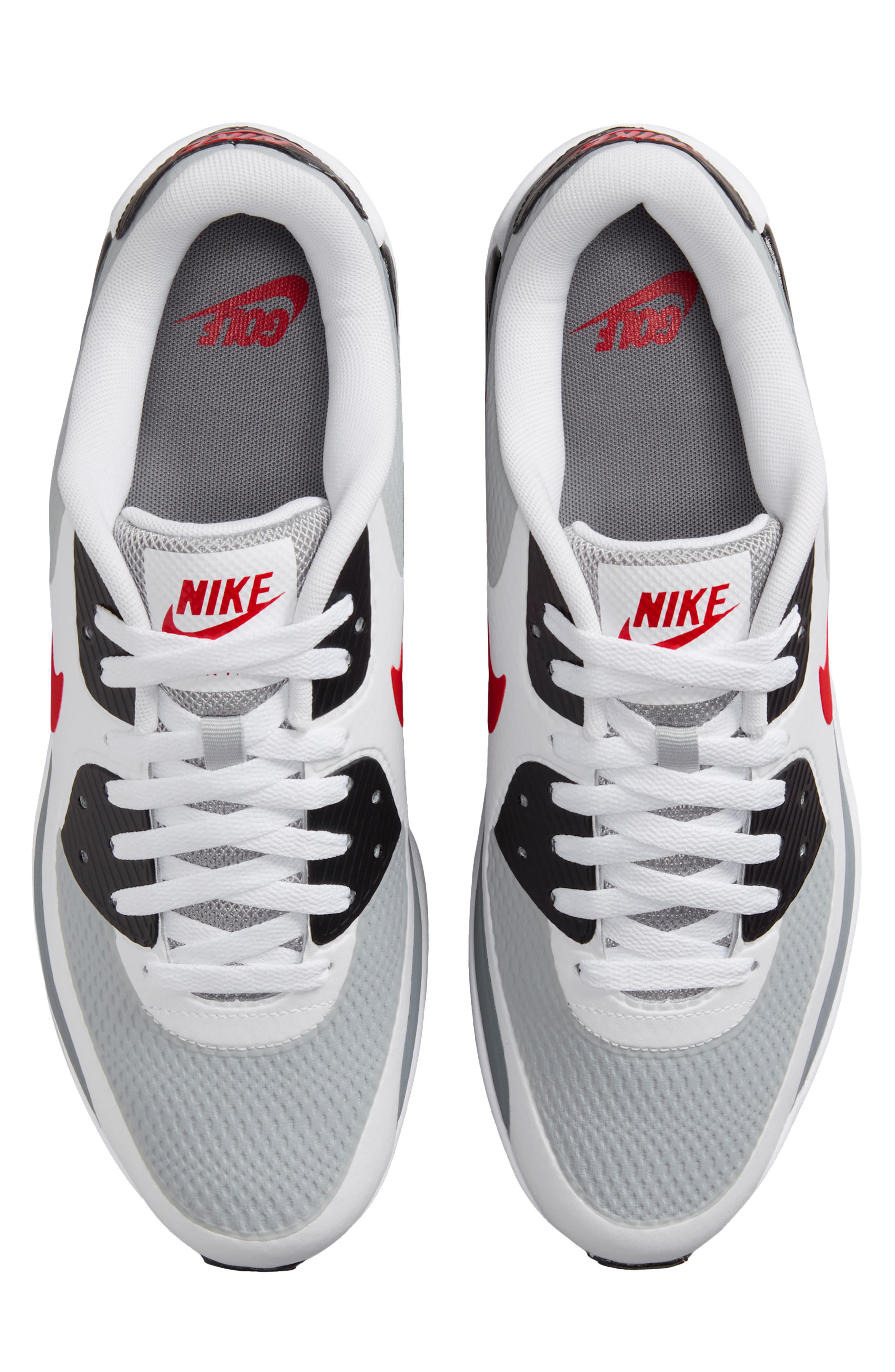 Air Max 90 Sneaker, Alternate, color, WHITE/ LIGHT GREY/ RED