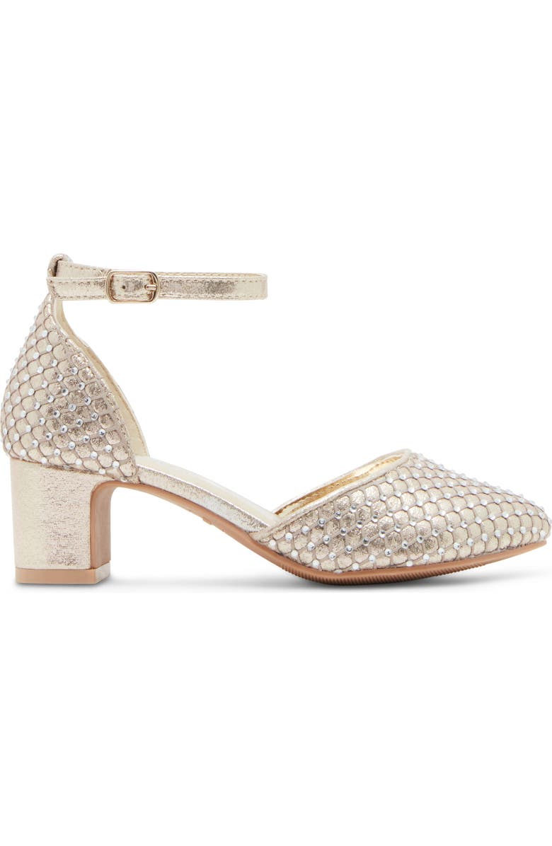 Steve Madden Prettyy Ankle Strap Block Heel Pump, Alternate, color, Gold Mesh