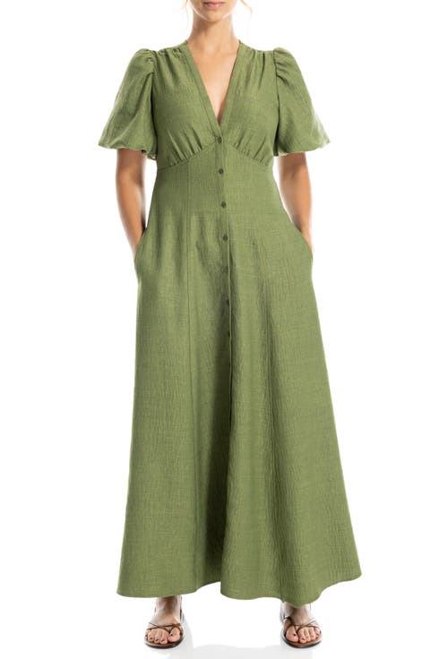 Bubble Sleeve Maxi Dress