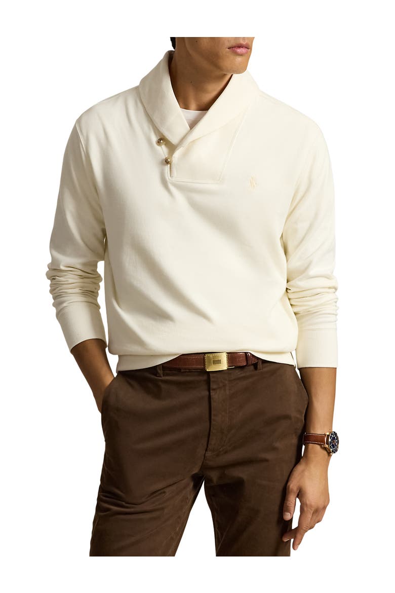 Luxury Jersey Shawl-Collar Pullover, Main, color, PALE CREAM
