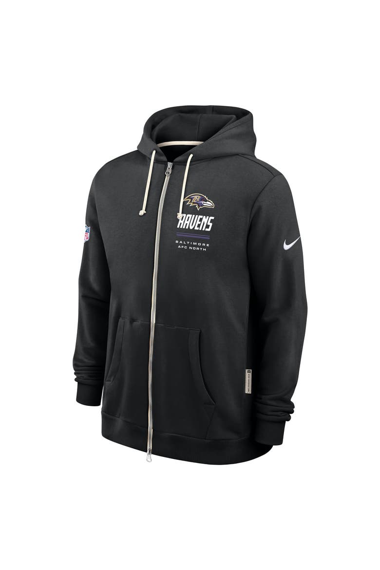 Men's Nike Black Baltimore Ravens Sideline Standard Issue Quarterback Scramble Dri-FIT Full-Zip Hoodie, Alternate, color, Black