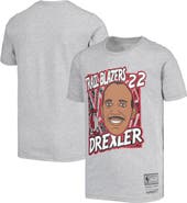 Mitchell & Ness Youth Mitchell & Ness Clyde Drexler Gray Portland Trail Blazers Hardwood Classics King of the Court Player T-Shirt