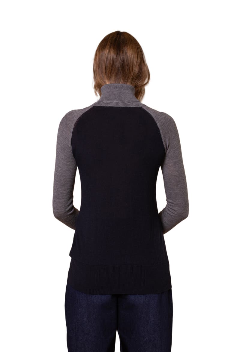 Merino Colour Block Roll Neck Sweater, Alternate, color, NAVY / GREY