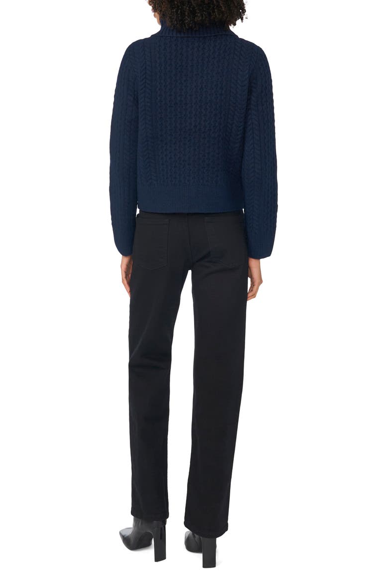 Cable Knit Cardigan with Collar, Alternate, color, NOT SO NAVY