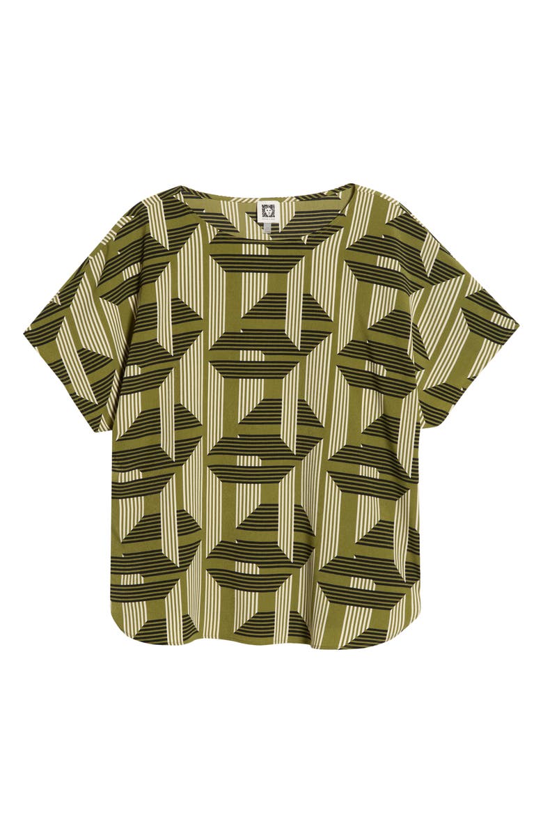 Anne Klein Printed Bateau Neck Top, Main, color, Bay Leaf Multi