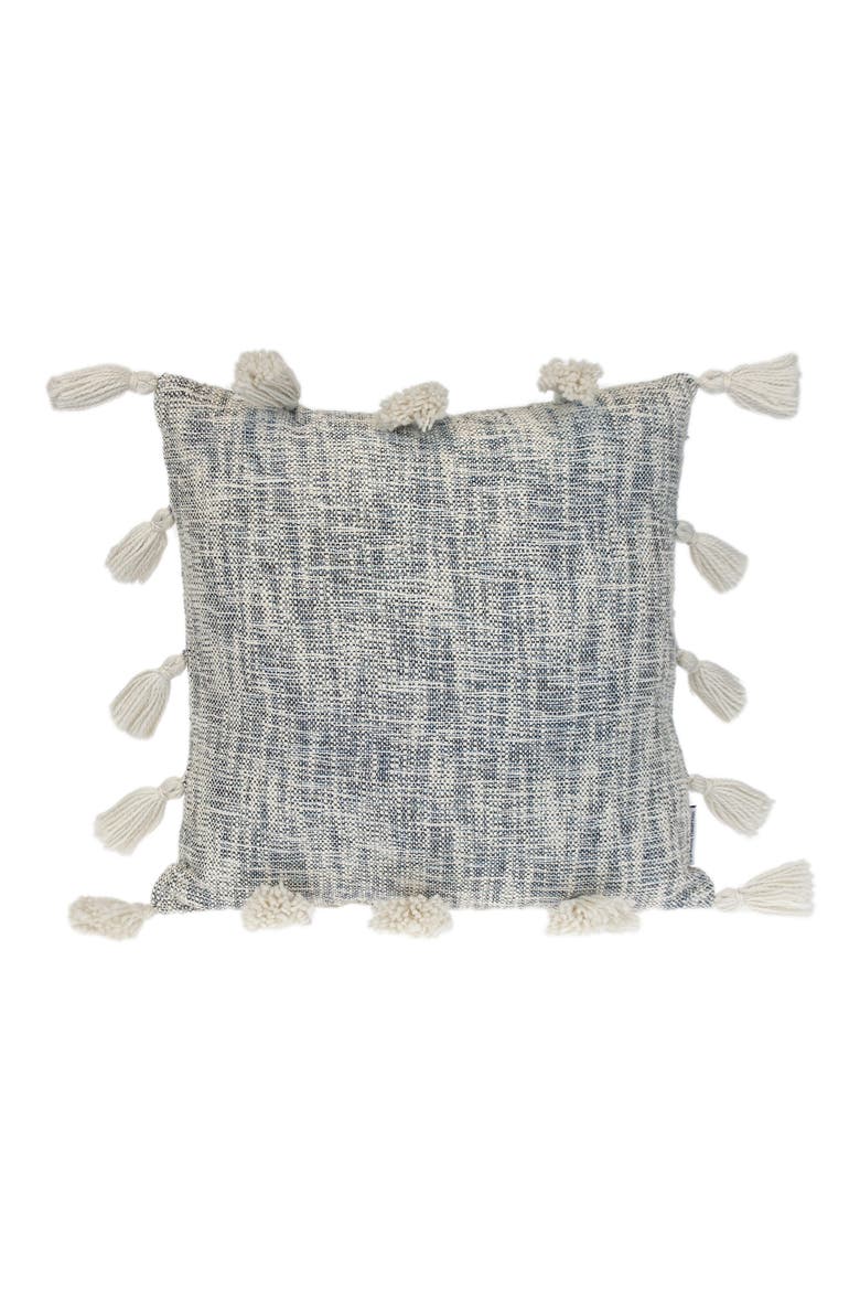 Tassel Trim Square Accent Pillow, Main, color, GREY