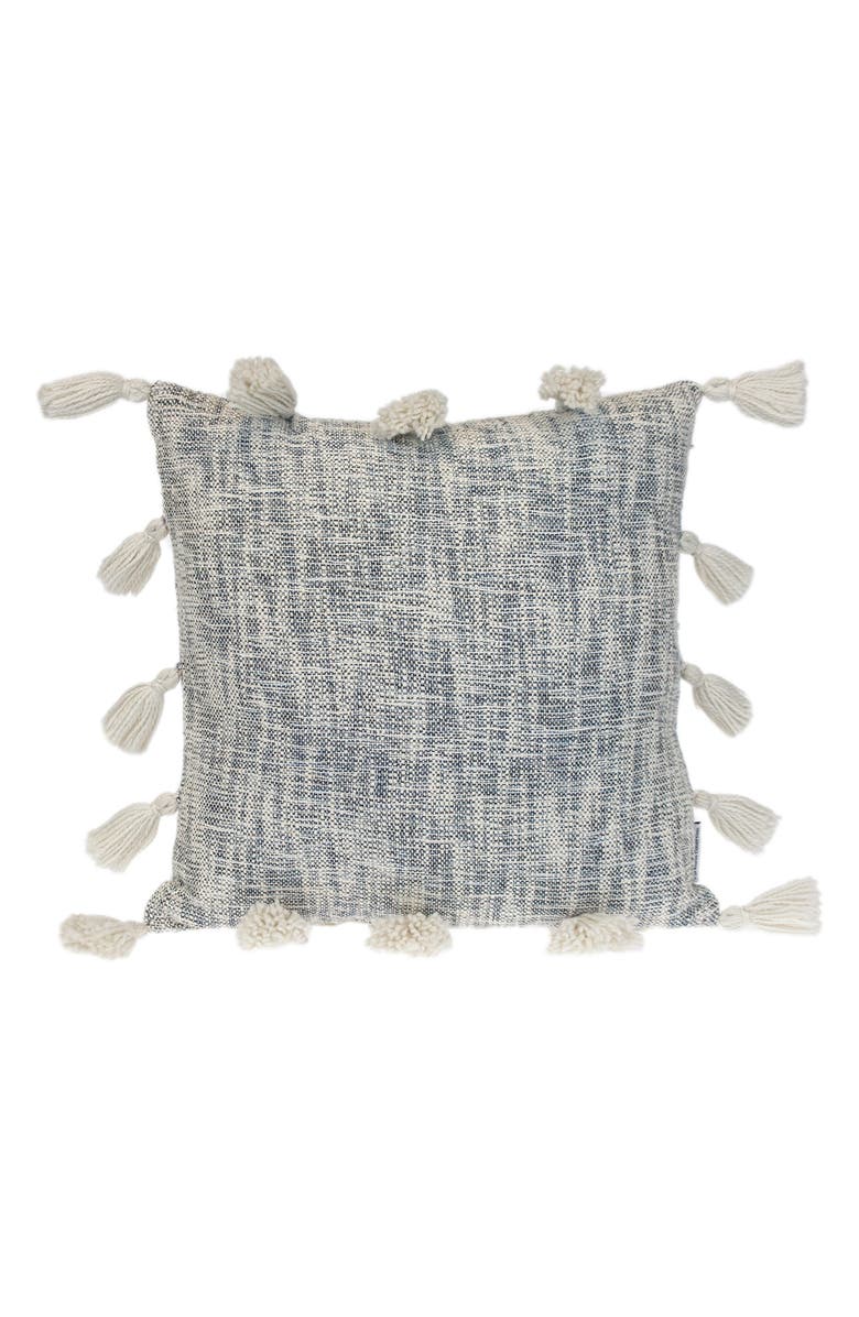 PARKLAND COLLECTION Tassel Trim Square Accent Pillow, Main, color, Grey