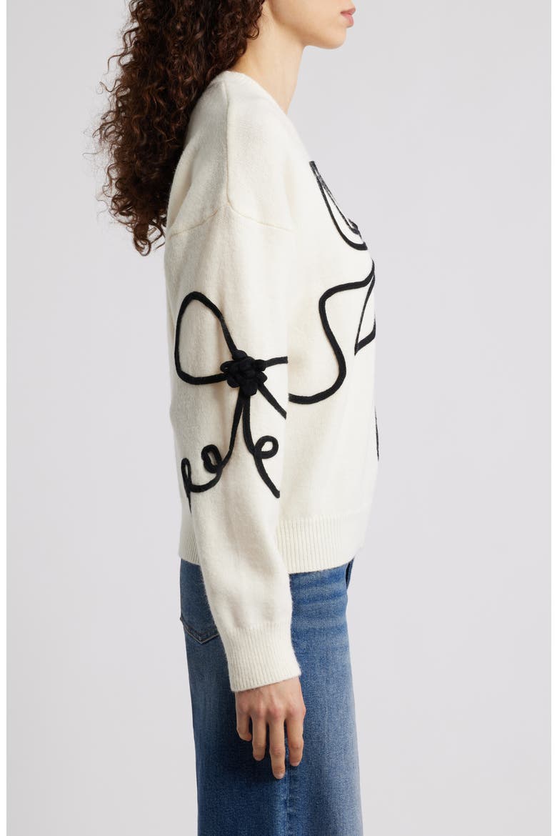 Isiora 3D Embroidered Bow Sweater, Alternate, color, CREAM