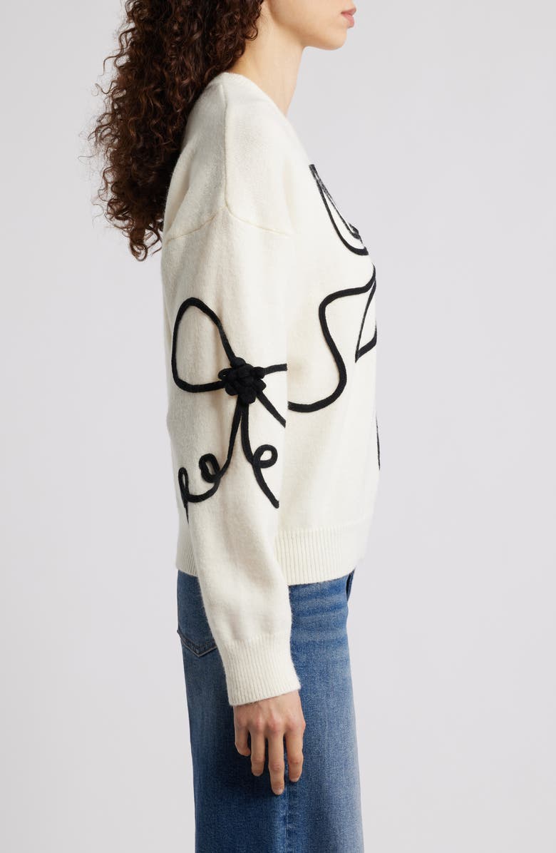 Petal & Pup Isiora 3D Embroidered Bow Sweater, Alternate, color, Cream