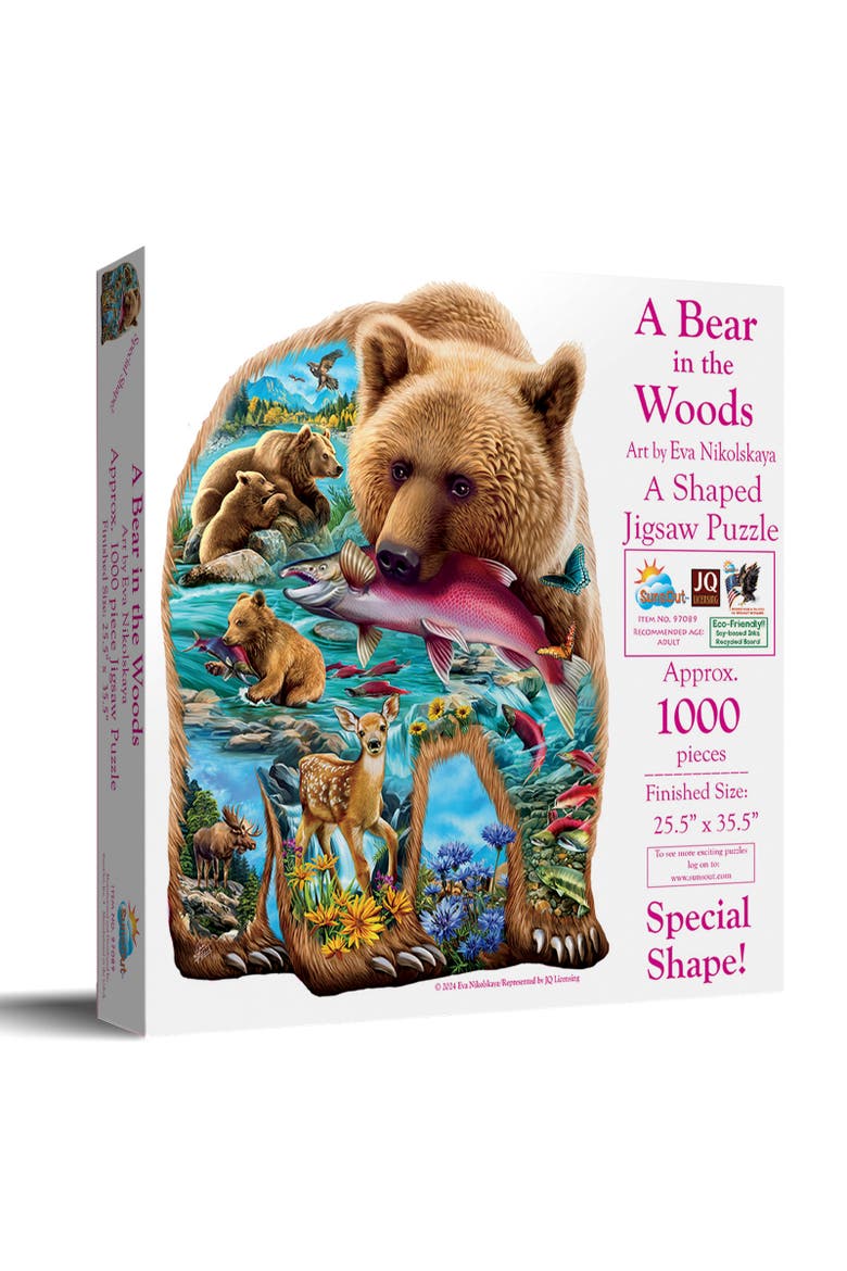 A Bear in the Woods 1000 piece Jigsaw Puzzle for Adults Special Shape, Main, color, Multicolor