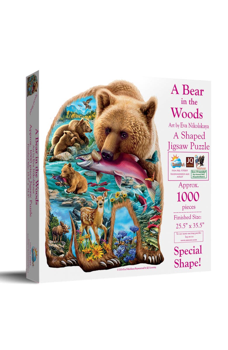 Sunsout A Bear in the Woods 1000 piece Jigsaw Puzzle for Adults Special Shape, Main, color, Multicolor