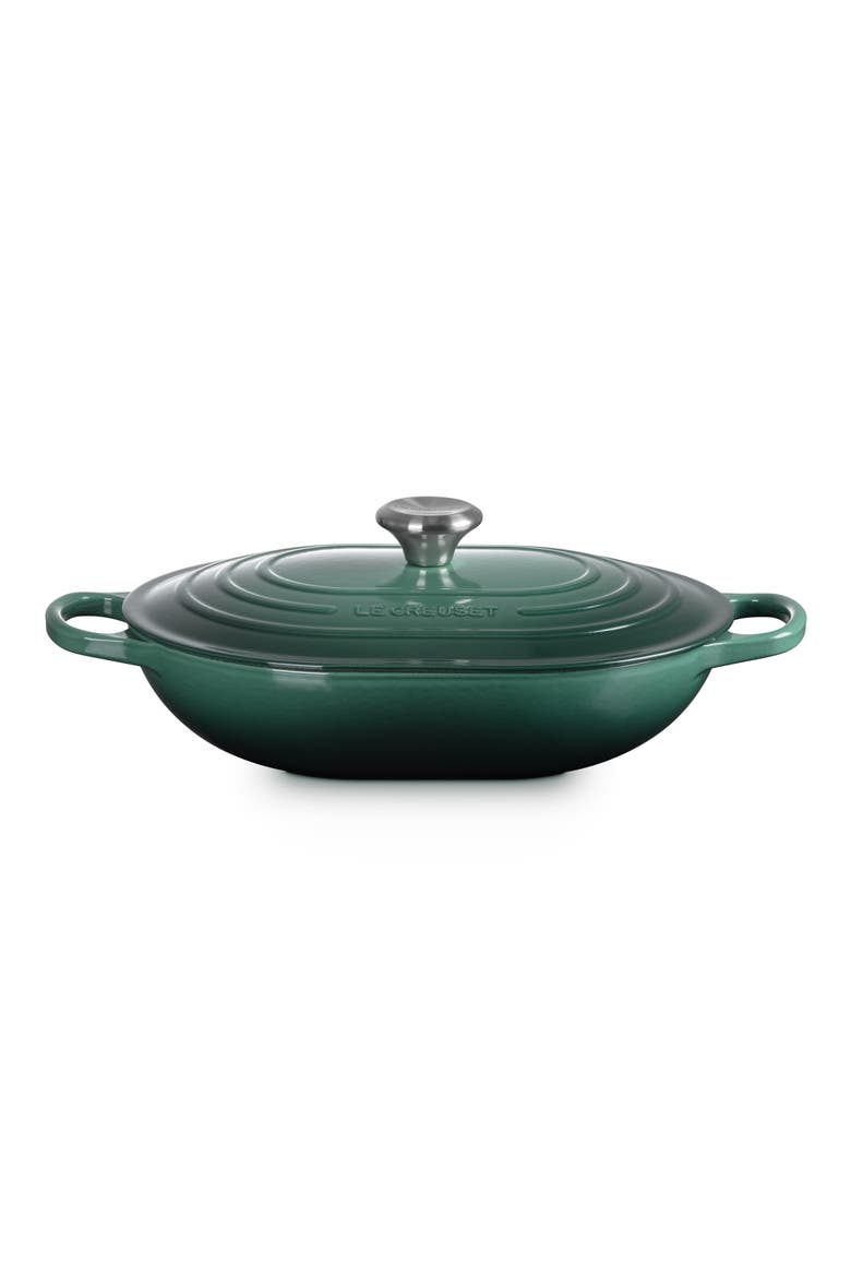 3.75-Quart Oval Enameled Cast Iron Casserole, Main, color, ARTICHAUT