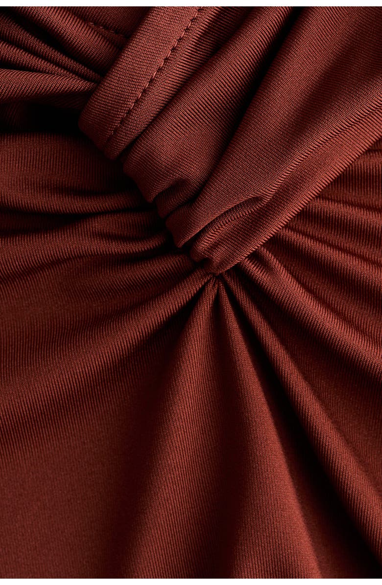 H&M Draped Jersey Dress, Alternate, color, Rust Brown