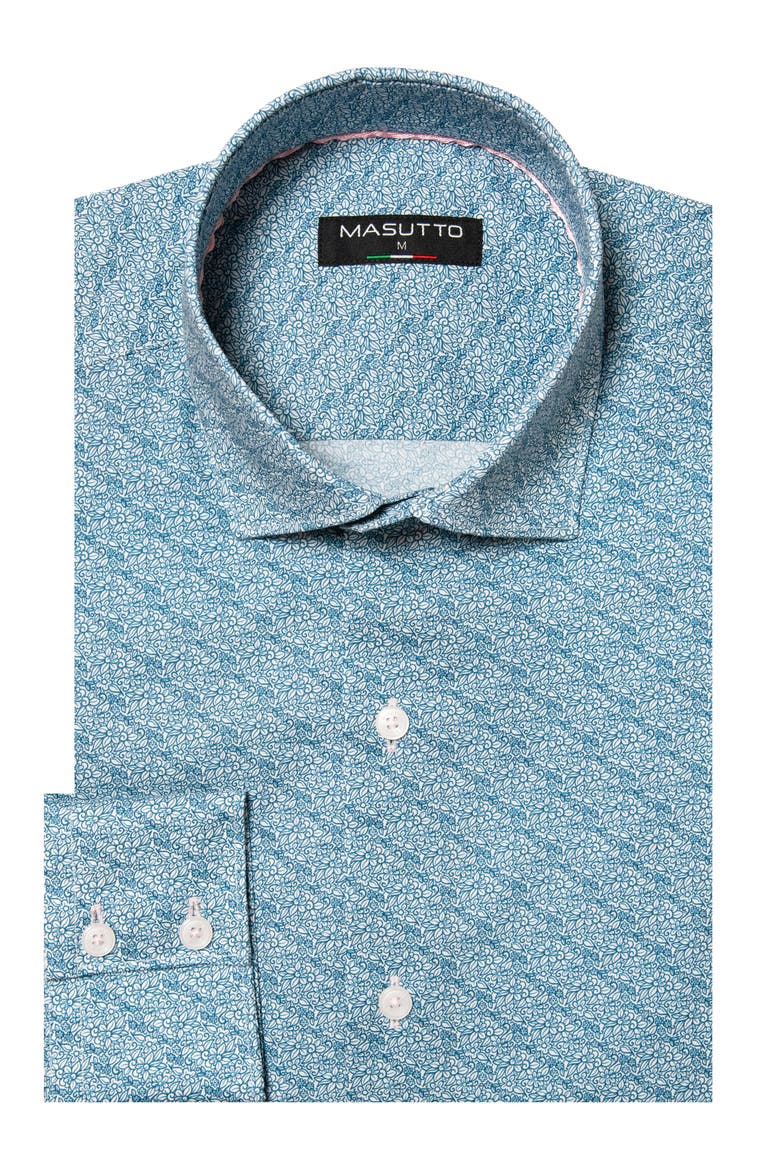 Lugano Floral Print Button-Up Long Sleeve Shirt, Main, color, Pastel Blue