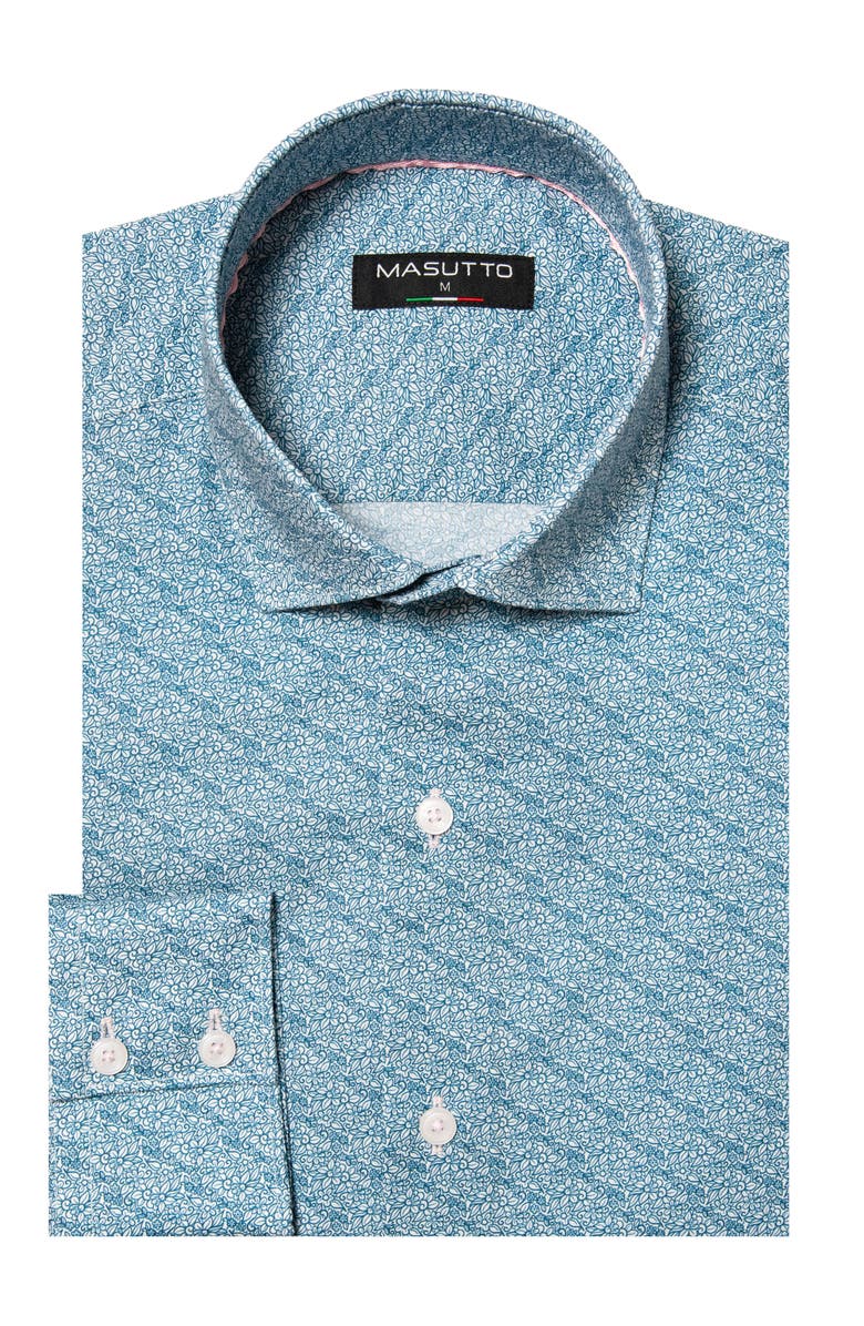 MASUTTO Lugano Floral Print Button-Up Long Sleeve Shirt, Main, color, Pastel Blue