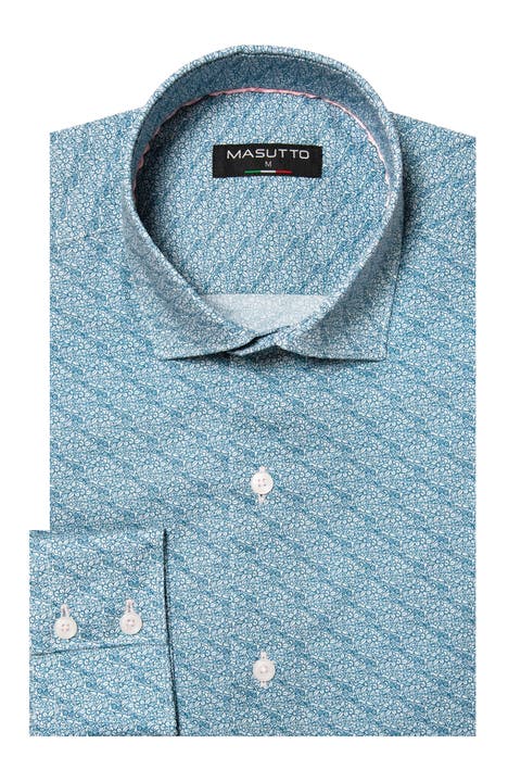 Lugano Floral Print Button-Up Long Sleeve Shirt