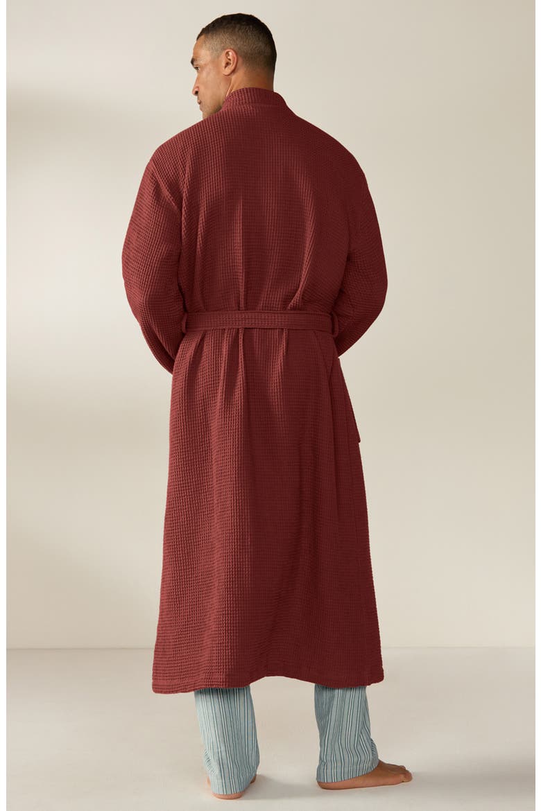 Gender Inclusive Organic Cotton Waffle Texture Robe, Alternate, color, GARNET