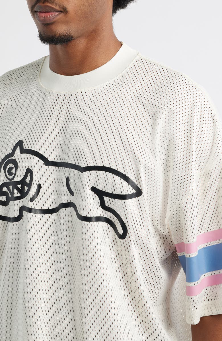 ICECREAM Hike Oversize Running Dog Mesh Graphic T-Shirt, Alternate, color, Antique White