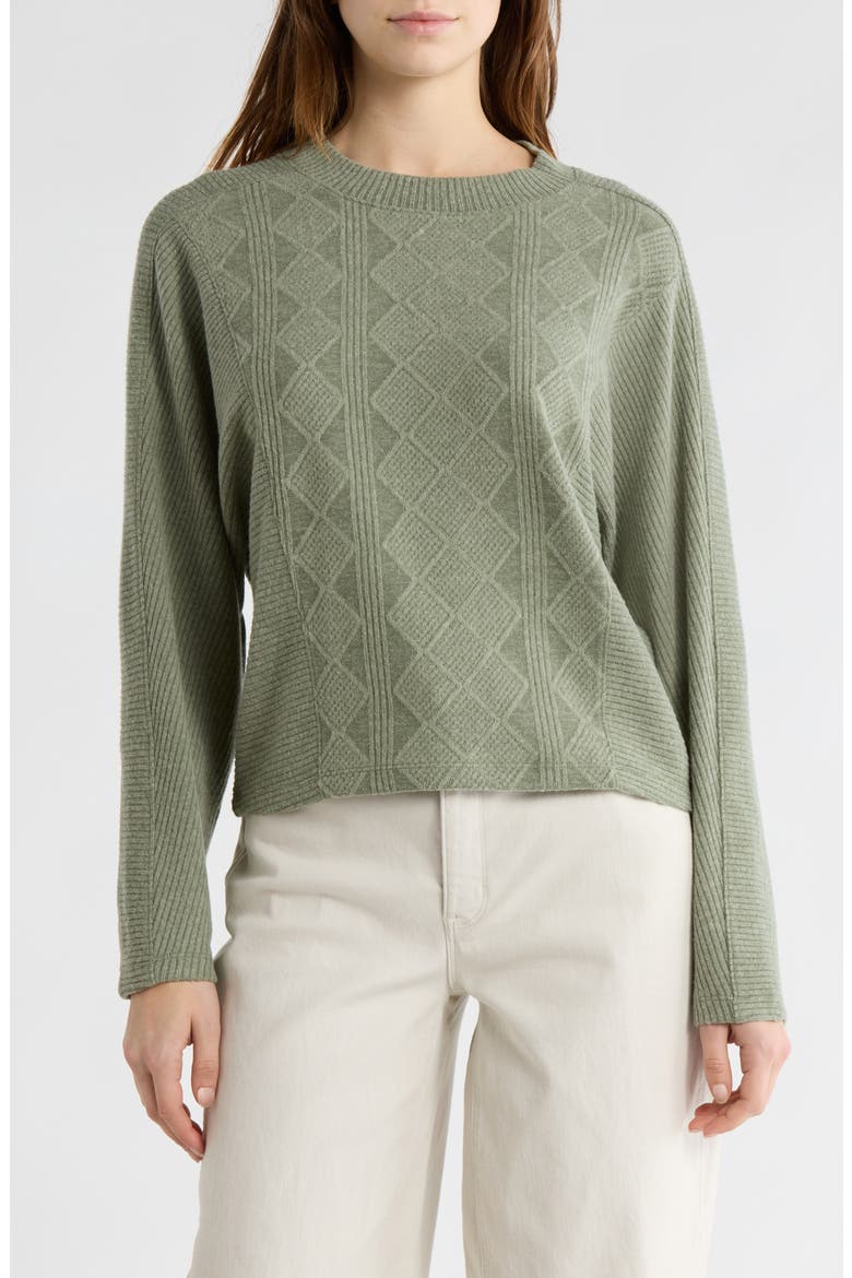 Textured Knit Dolman Sleeve Top, Main, color, HEATHER OLIVE