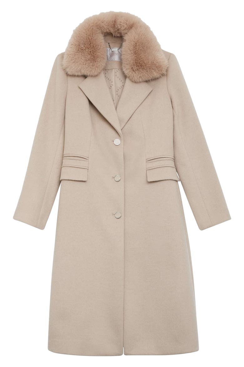 New Laurence Coat with Detachable Faux Fur Collar, Alternate, color, BROWN